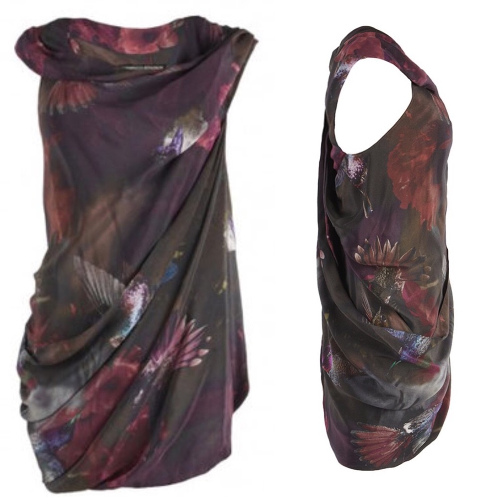 All Saints silk poison top US size 8